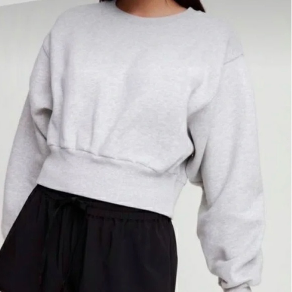 TNA Tops - Aritzia TNA Perkins Cropped Sweatshirt Heather Grey Size Small Dolman Sleeves